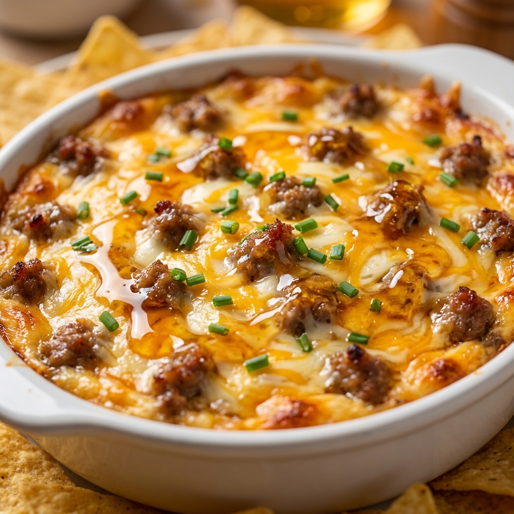Whisking cream cheese and cheddar over low heat until the cheese dip looks smooth and glossy.