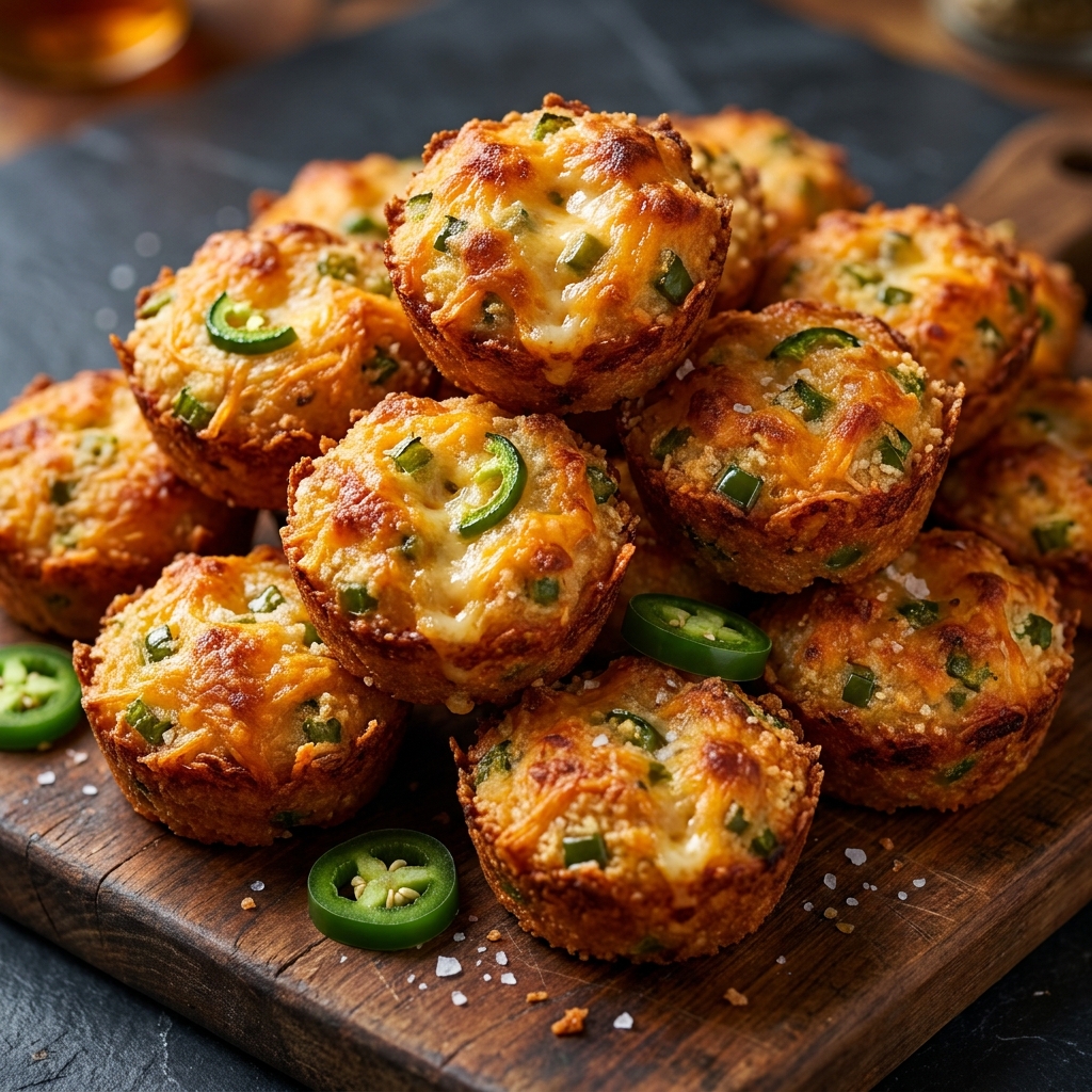 Crispy oven-baked jalapeño poppers on a serving tray with dipping sauce