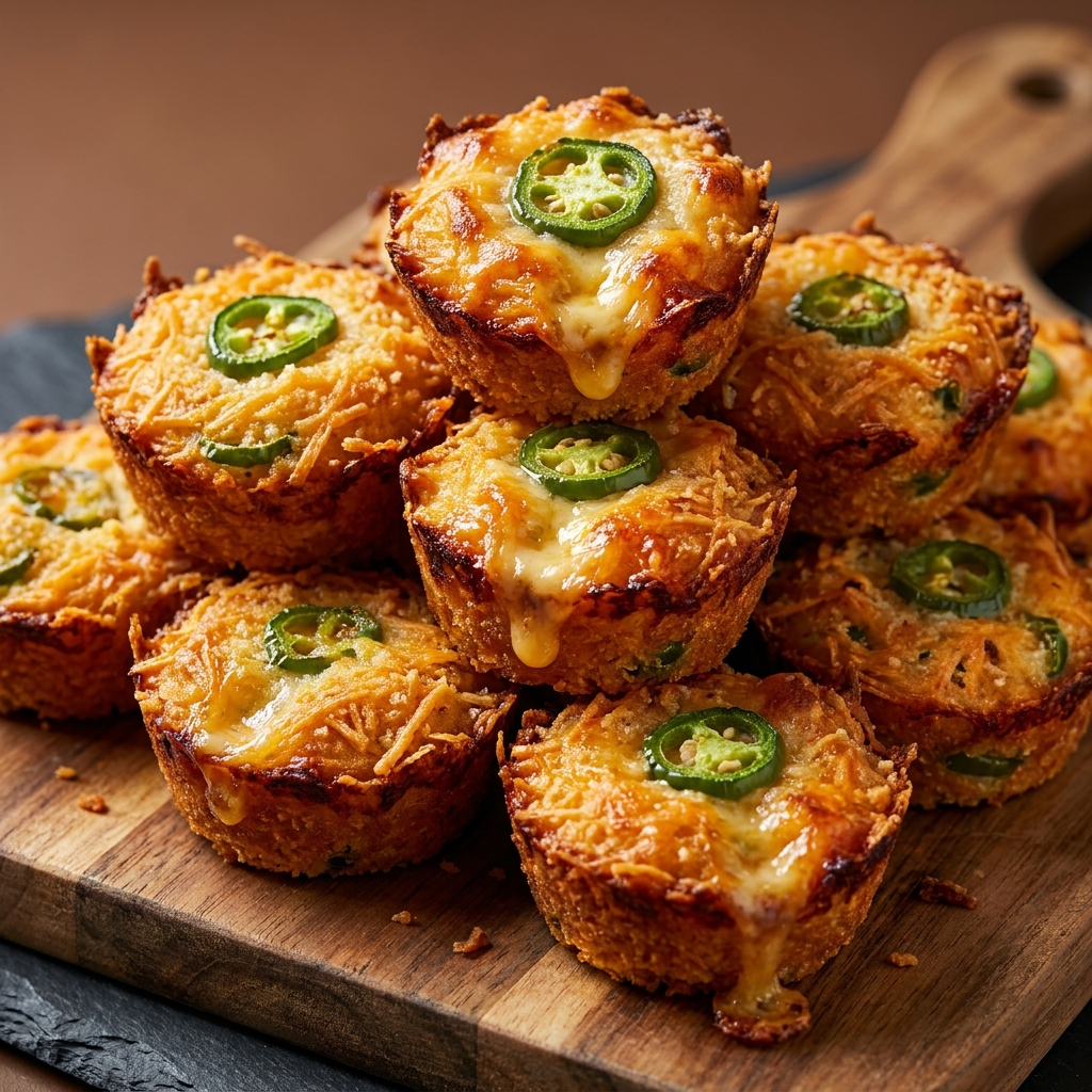 Close-up of a cheesy jalapeño popper with a crunchy chip topping