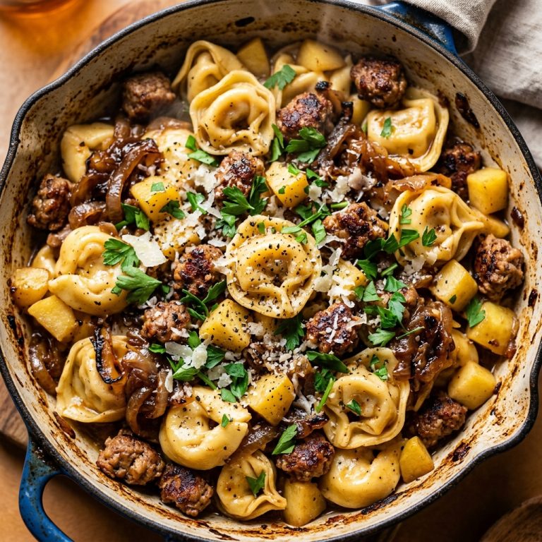 Caramelized Onion Apple and Sausage Pasta