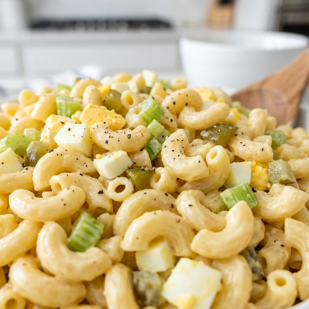 Step-by-step process of mixing the dressing for dolly macaroni salad.