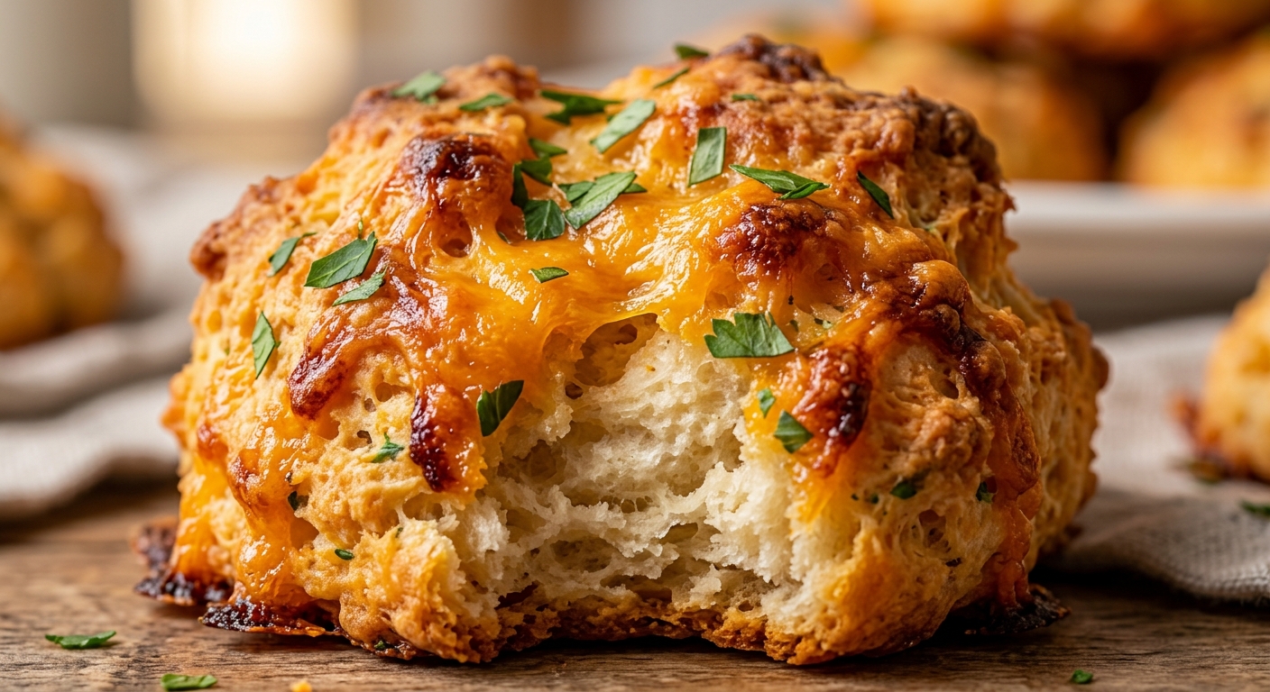 Mixing bowl with biscuit dough, cheddar cheese, and buttermilk for Dolly Parton's hot cheesy biscuits.
