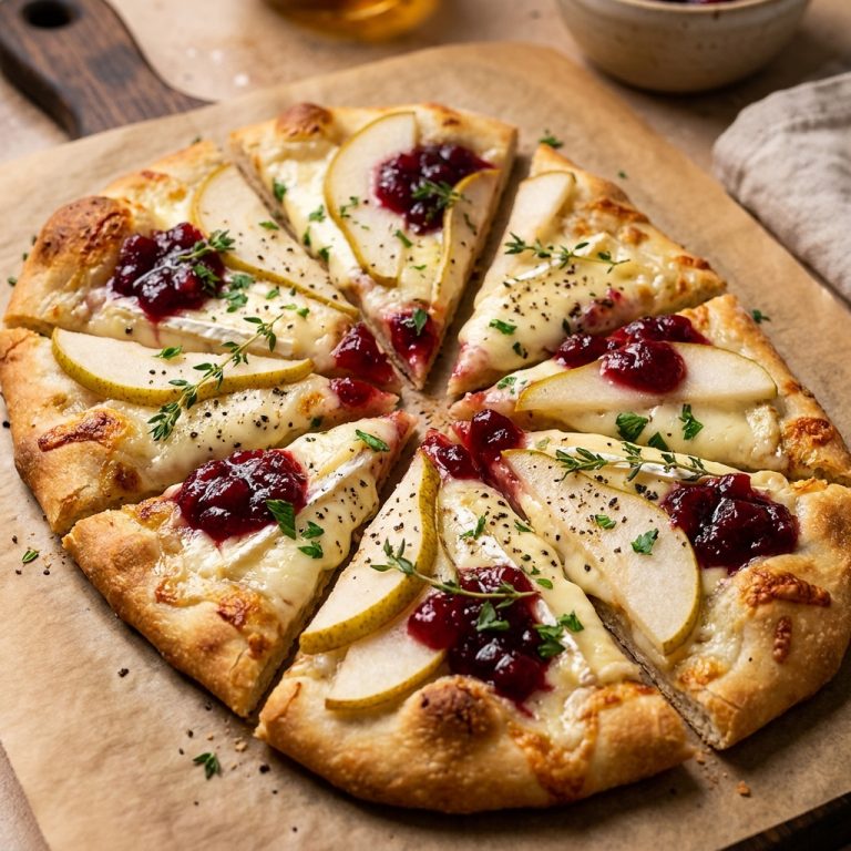 Pear Brie Cranberry Flatbread w Thyme